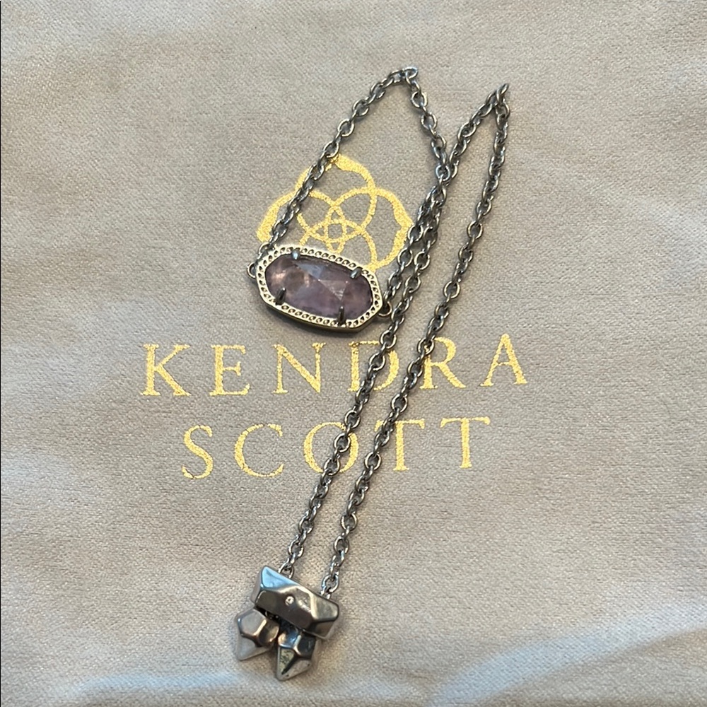 Kendra Scott Elaina Silver Adjustable Chain Bracelet Amethyst
